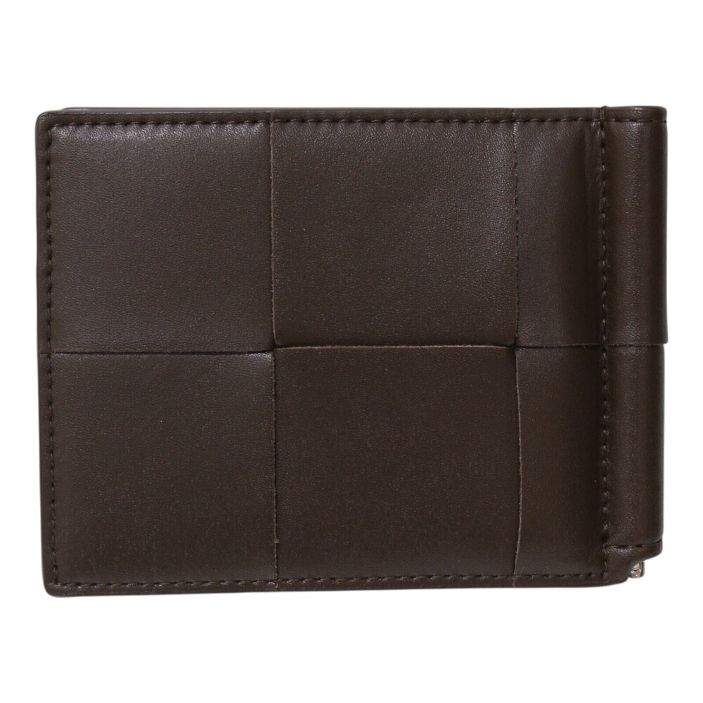 Bottega Veneta slim clip wallet money bifold brown Cassette intrecciato